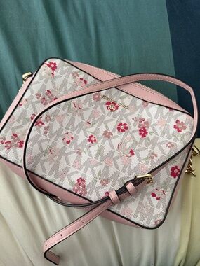 Michael Kors Pink Floral Signature Crossbody